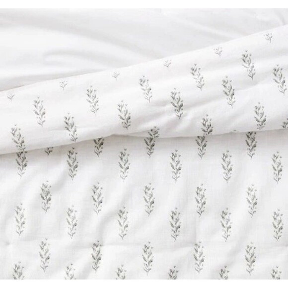 Queen Lofty Cotton Slub Wood Block Floral Quilt WhiteThreshold Studio McGee - Picture 3 of 8